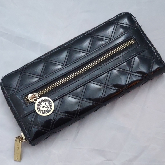 Anne Klein Handbags - Anne Klein Black Patent Quilted Wallet